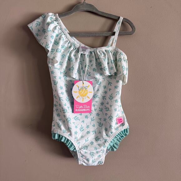 Ruffle Butts One Piece Whimsical Charm One Shoulder Floral Girls Swimsuit 3T New - Picture 1 of 4